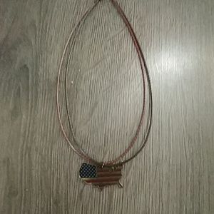 Leather cord American flag necklace